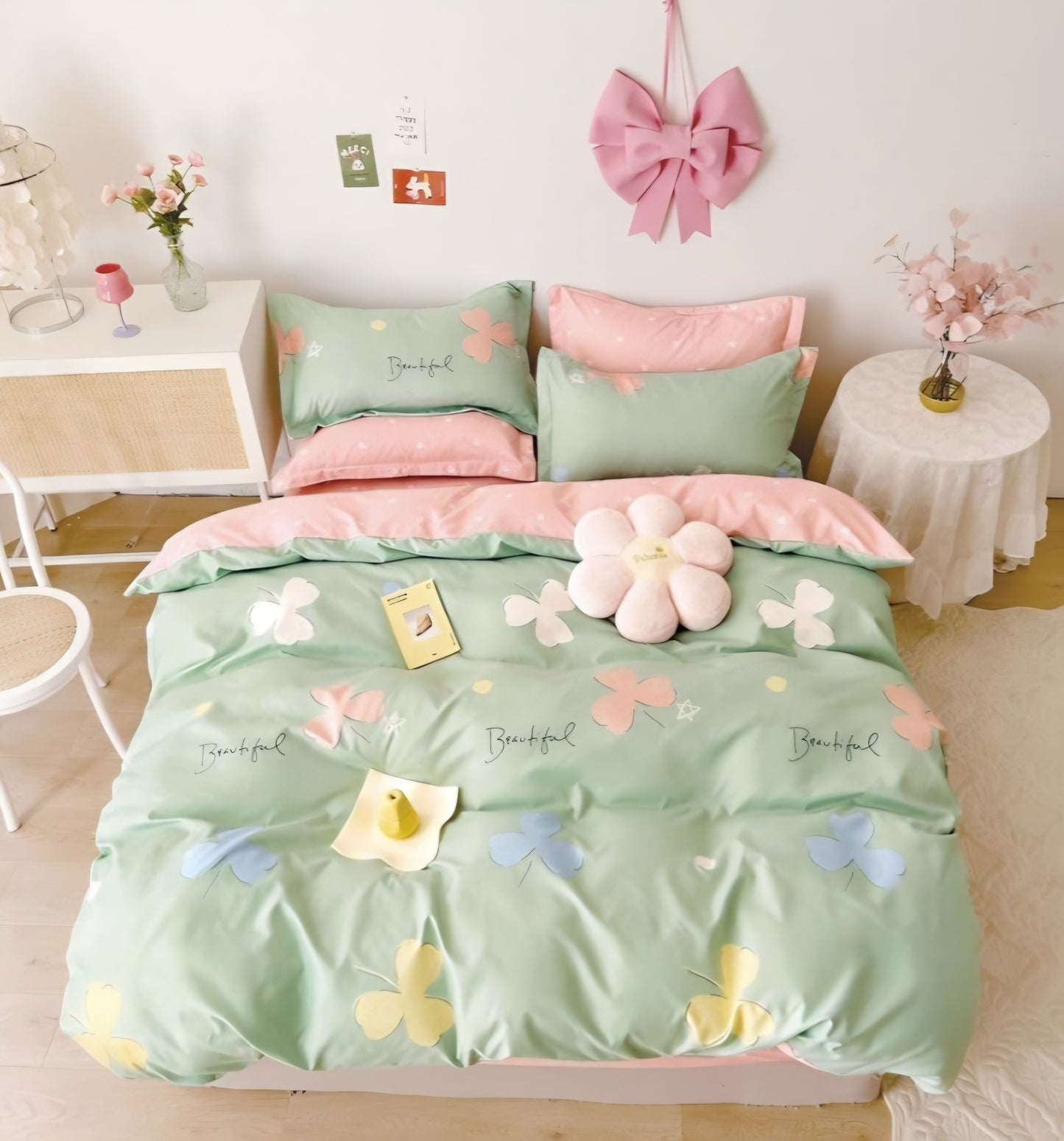 Finet Bed Linen Set, Beautiful Design, 6 Pieces, Universal Size (Double & King), 100% Cotton