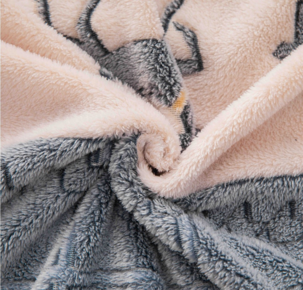 4 Piece Bedding Set ,Super Soft Plush with Deer Design, 100% Plush